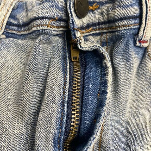 PREME Men’s Denim Moto Blue Side Stripe Distressed Destroyed Jeans Size 34X33 - Picture 10 of 11